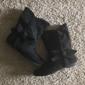 Faux suede booties